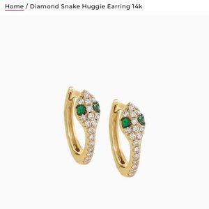 Diamond Snake Huggie Earring 14K (Pair)
